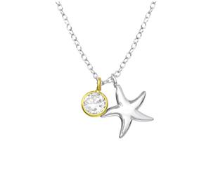 Sterling Silver CZ Crystal Starfish Necklace