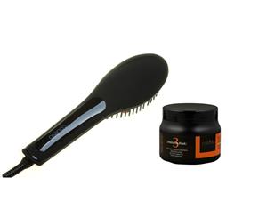 Cabello Glow Straightening Brush with Intensive Mask 'Keep Me Hot' - Black