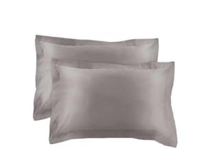 Canningvale - Pillowcase Twin Pack with 5cm Flange - Mille 1000TC - Pewter