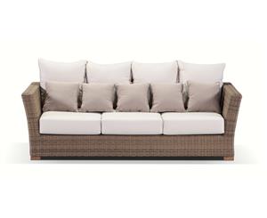 Coco 3 Seater - Huge 3 Seat Daybed In Outdoor Rattan Wicker - Outdoor Wicker Lounges - Brushed Wheat Cream cushions