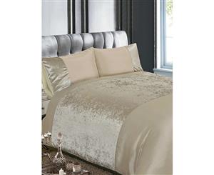 Crushed Velvet Natural King Size Duvet Cover Set