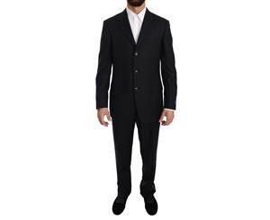 Ermenegildo Zegna Black Stripe Two Piece 3 Button Wool Suit