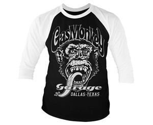 Gas Monkey Garage T Shirt Dallas Texas Official Mens Baseball 3/4 Sleeve - Black