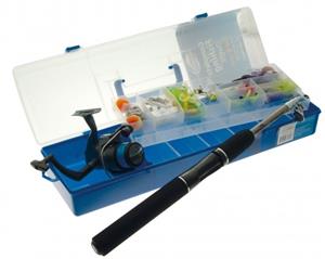 Jarvis Walker Complete 150 Pce Fishing Tackle Kit With Telescopic Rod and Reel