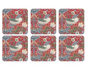 Pimpernel Strawberry Thief Red Coasters Set of 6