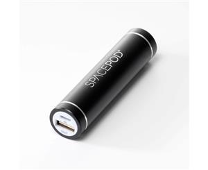 Spacepod - Portable Aluminium Power Bank 2600 Mah - Black