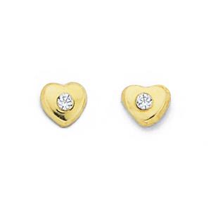 9ct Gold Cubic Zirconia Children's Heart Stud Earrings