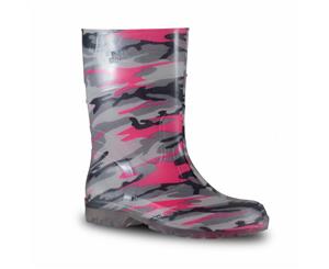 Bata Bubblegummers Australian Made Kids Gumboot Hi-cut Camo Print - Pink