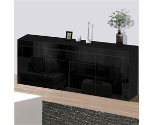 Buffet Sideboard Cabinet High Gloss Storage 4 Doors Cupboard Hall Black