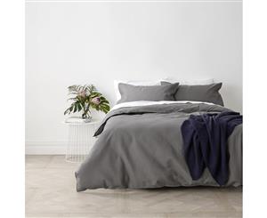 In2Linen Waffle Weave Pure Cotton Quilt Cover Set I Steel From