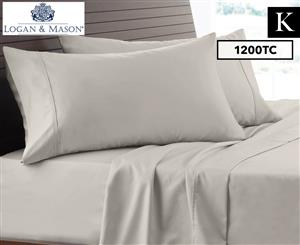 Logan & Mason 1200TC Cotton Rich King Bed Sheet Set - Linen