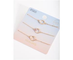 Lovisa Gold Open Circle Stone Bracelet Anklet 3 Pack