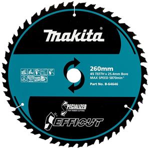 Makita 260mm 45T TCT Circular Saw Blade for Wood Cutting - Mitre Saws - EFFICUT