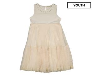 Monnalisa Chic Girls' Tulle Dress - Ivory