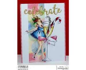 Stamping Bella Cling Stamps - Curvy Girl with Bubbly - Stamp is approx. 4.25 x 3.5 inches.