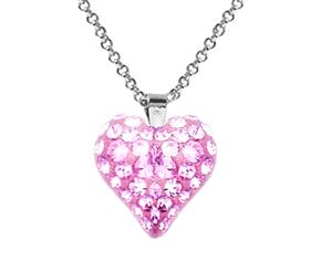 Sterling Silver Crytsal Heart Necklace (Purple)