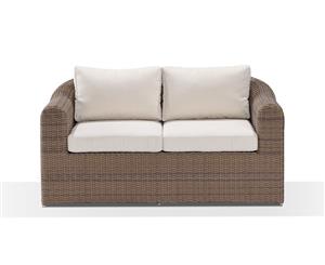 Subiaco 2 Seater Outdoor Wicker Lounge - Outdoor Wicker Lounges - Brushed Wheat Cream cushions