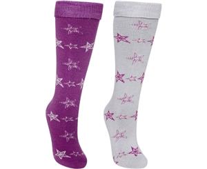 Trespass Ladies Luv Ski Tube Sock 2 Pack Snow Sport Socks - Purple Orchid