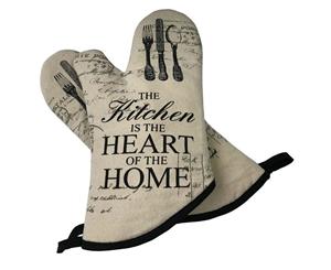 Vintage Heat Resistance Oven Mitts Set - White 1 Pair