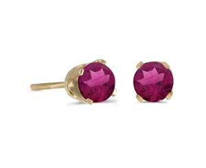 4 mm Round Rhodolite Garnet Screw-back Stud Earrings in 14k Yellow Gold