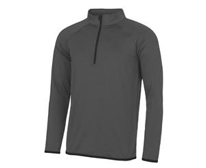 Awdis Just Cool Mens Half Zip Sweatshirt (Charcoal/ Jet Black) - RW4815