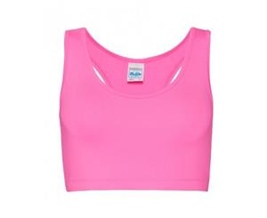 Awdis Just Cool Womens/Ladies Sleeveless Girlie Sports Crop Top (Electric Pink) - PC2631