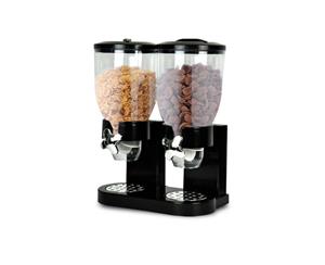 Double Cereal Dispenser Dry Food Storage Container Dispense Machine Black