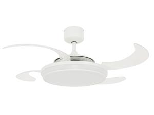 Fanaway Evo1 Prevail White Ceiling Fan with Clear Retractable Blades and LED Light and Remote