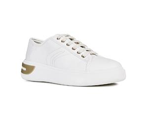 Geox Womens D Ottaya A Lace Up Leather Trainers (White) - FS6683