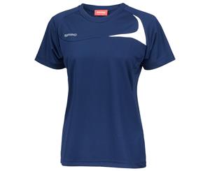 Spiro Womens/Ladies Sports Dash Performance Training T-Shirt (Navy/White) - RW1475