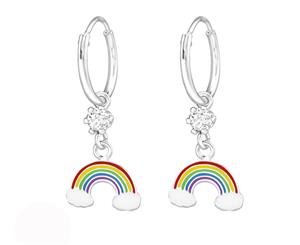 Sterling Silver Kids Rainbow hoop earringmade with Swarovski Crystal