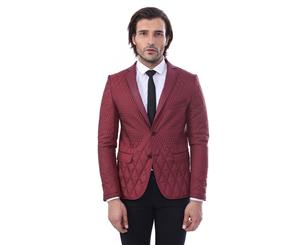 Wessi Slimfit Navy Burgundy Quilted Blazer