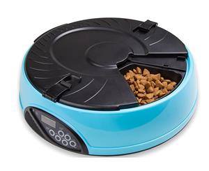 330Ml X6 Meal Digital Lcd Automatic Pet Feeder Dog Cat Food Bowl Timer Blue