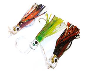 3x 6" Game Fishing Trolling Lures Skirted Fishing Marlin Tuna Lure Kit GT Combo