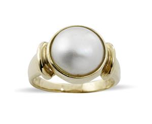 9K Yellow Gold And South Sea Mabe Pearl Ring