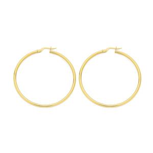 9ct Gold 2x40mm Hoop Earrings