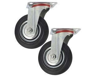 AB Tools 5" (125mm) Rubber Swivel Castor Wheels Trolley Furniture Caster (2 Pack) CST07