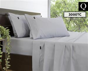 Ardor 3000TC Cotton Rich Queen Bed Sheet Set - Silver