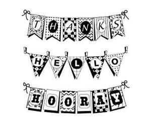 Inkadinkado Inchie Clear Stamps W/Block 4In.X5in. Sheet Pennants