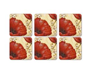 Pimpernel Poppy de Villeneuve Coasters Set of 6