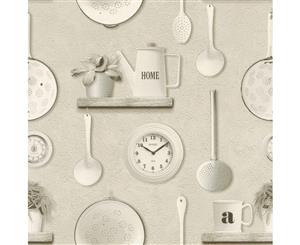 Rasch Deco Relief Kitchen Wallpaper Cream (307115)