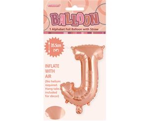 Rose Gold J Alphabet Foil Balloon 35cm