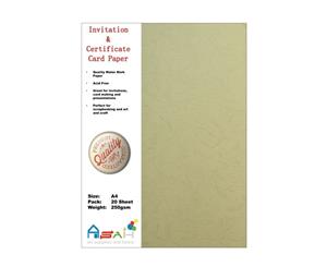 20pce Watermark Certificate / Invitation Card Paper 250gsm A4 Acid Free - Yellow