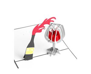 3d Pop Up Wine and Glass Greeting Card