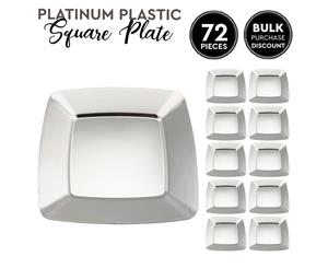 72 Disposable Plate Square Platinum Plastic Dinner Plates Party Wedding 15cm