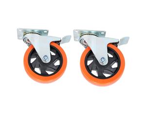 AB Tools 5" Swivel PVC Trolley Castor Wheel With Brake Roller Bearings 150kg Load 2pc