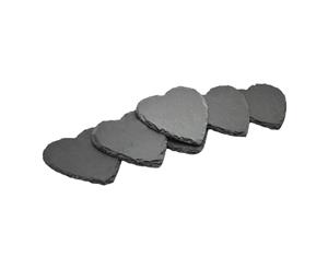 Argon Tableware Heart Shaped Natural Slate Drinks Coasters - Set Of 6