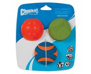 ChuckIt! Medium 6cm 3 Pack of Fetch Medley Assorted Dark Coloured Dog & Puppy Balls