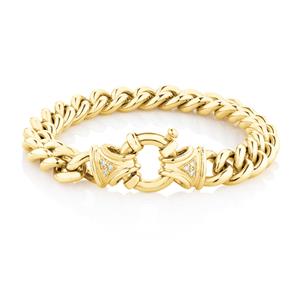 Diamond Set Curb Bracelet in 10ct Yellow Gold