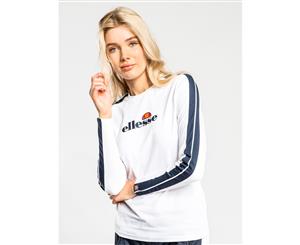 Ellesse Orsola Long Sleeve T Shirt In White Navy Womens Tops & T Shirts